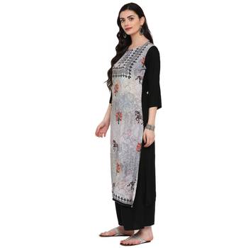 Grey Color Digital Print straight Rayon kurta 4