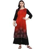 Red Color Digital Print straight Rayon kurta