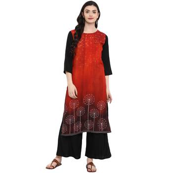 Red Color Digital Print straight Rayon kurta 2
