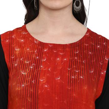 Red Color Digital Print straight Rayon kurta 5