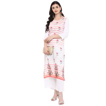 Peach Color Digital Print straight Rayon kurta 1
