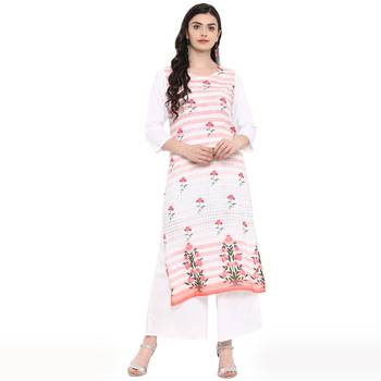 Peach Color Digital Print straight Rayon kurta 2