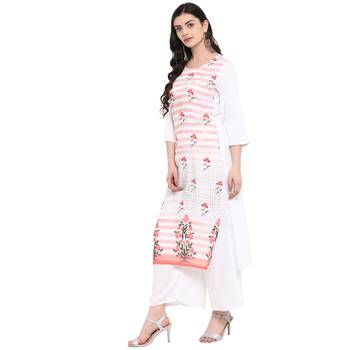 Peach Color Digital Print straight Rayon kurta 4