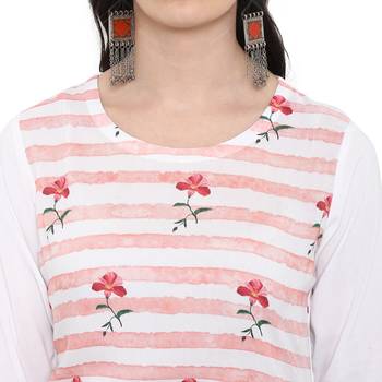 Peach Color Digital Print straight Rayon kurta 5
