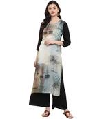 Grey Color Digital Print straight Rayon kurta