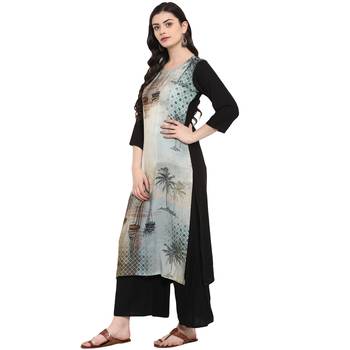 Grey Color Digital Print straight Rayon kurta 3