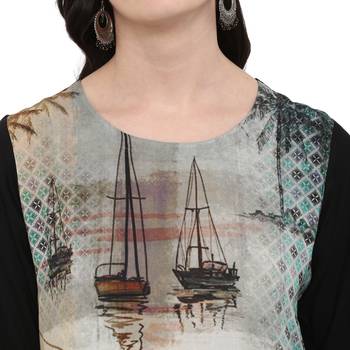 Grey Color Digital Print straight Rayon kurta 4