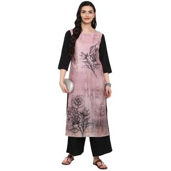 Dusty Pink Color Digital Print Straight Crepe Kurta 1