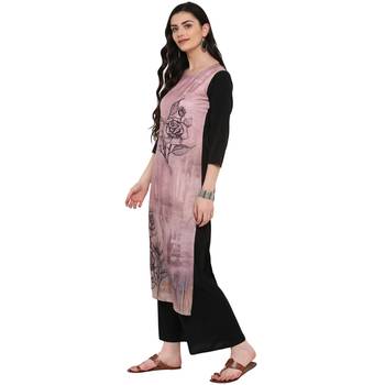 Dusty Pink Color Digital Print Straight Crepe Kurta 4