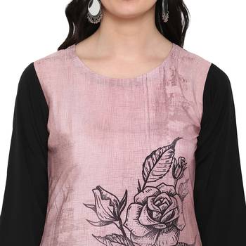 Dusty Pink Color Digital Print Straight Crepe Kurta 5