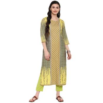 Yellow Color Digital Print Straight Crepe Kurta 2