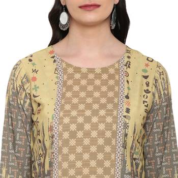 Yellow Color Digital Print Straight Crepe Kurta 5