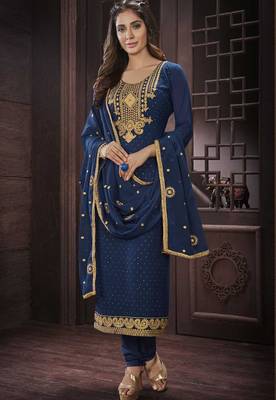 Blue embroidered georgette salwar 1