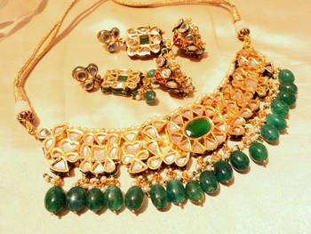 Green Jaipuri Kundan Necklace Sets 2