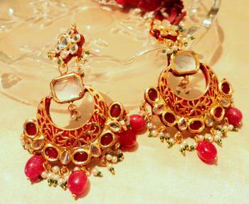 Red Kundan Danglers Drops 2