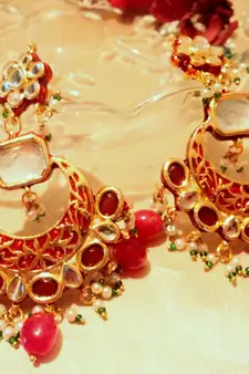 Red Kundan Danglers Drops