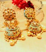 Turquoise Kundan Danglers Drops