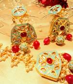 Turquoise Kundan Danglers Drops With Maangtikka