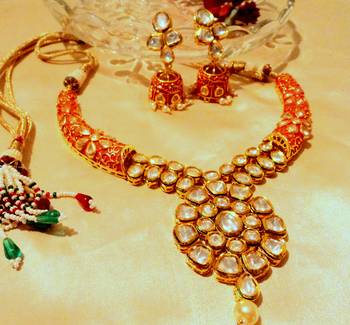 Red Kundan 22K Hasli Necklace Sets 2
