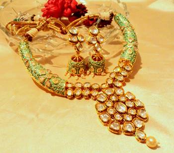  Kundanjadau  Hasli 22K Gold Plated Necklace Sets 2