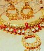 Greenish And Golden Tone Jadau Kundan Necklace Sets
