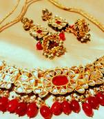 Gold Kundan Jadau Jaipuri Necklace Set For Women