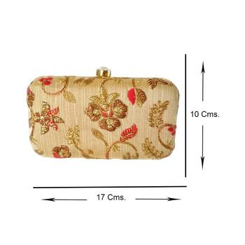 Handicraft Embroidered Party Wear Bridal Casual Box Clutch for Women Beige Single Clutch 4