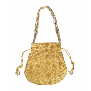 Ethnic Style Designer Partywear Clutch Bag for Women (Golden) 2