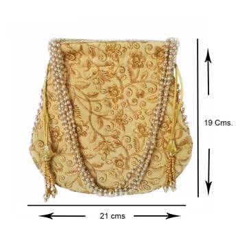 Ethnic Style Designer Partywear Clutch Bag for Women (Golden) 4