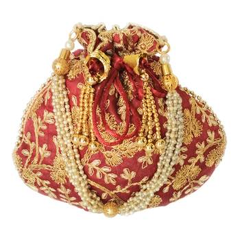 Ethnic Style Designer Partywear Clutch Bag for Women (Maroon) 1