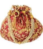 Ethnic Style Designer Partywear Clutch Bag for Women (Maroon)