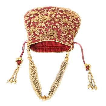 Ethnic Style Designer Partywear Clutch Bag for Women (Maroon) 3