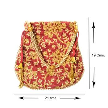 Ethnic Style Designer Partywear Clutch Bag for Women (Maroon) 4