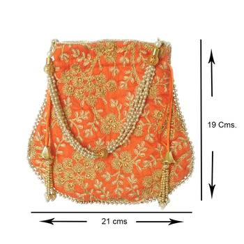 Ethnic Style Designer Partywear Clutch Bag for Women (Orange) 4