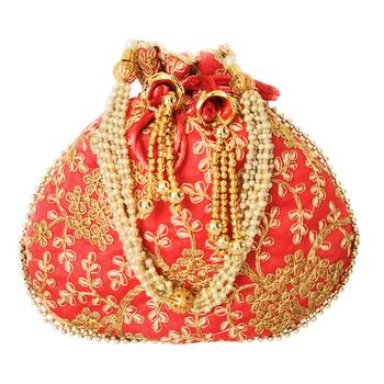 Ethnic Style Designer Partywear Clutch Bag for Women (Red) 1
