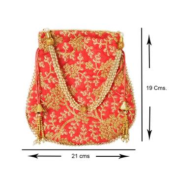 Ethnic Style Designer Partywear Clutch Bag for Women (Red) 3