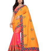 Yellow Embroidered Art  Silk Saree With Blouse