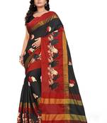 Black Embroidered Cotton Silk Saree With Blouse
