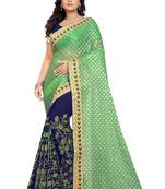 Green Embroidered Georgette Saree With Blouse
