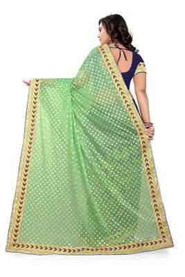 Green Embroidered Georgette Saree With Blouse 4