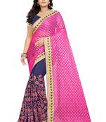 Pink Embroidered Georgette Saree With Blouse