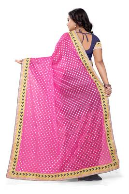 Pink Embroidered Georgette Saree With Blouse 4