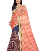 Orange Embroidered Georgette Saree With Blouse
