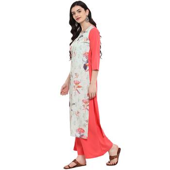 Multi Color Digital Print Straight crepe Kurta 4