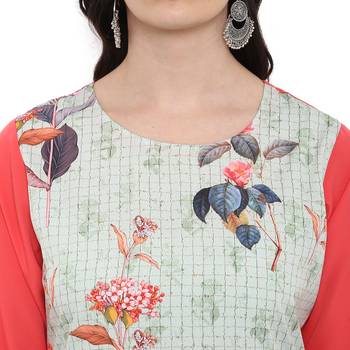 Multi Color Digital Print Straight crepe Kurta 5