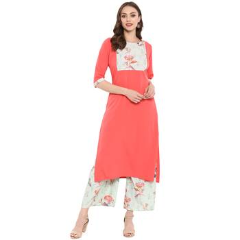 Peach Color Digital Print Straight crepe Kurta 2