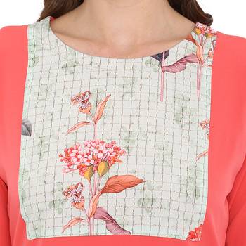 Peach Color Digital Print Straight crepe Kurta 5