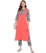 Peach Color Digital Print Straight crepe Kurta
