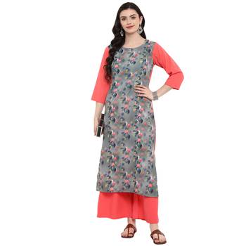 Grey Color Digital Print Straight crepe Kurta 1