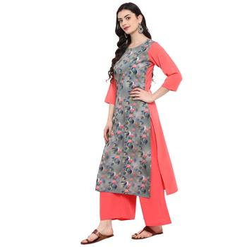 Grey Color Digital Print Straight crepe Kurta 4